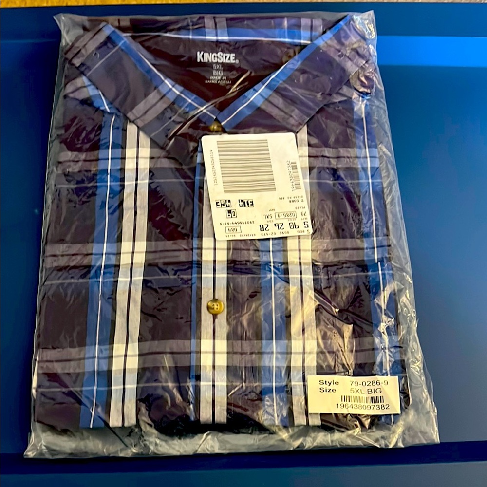 Men's Royal and Purple Plaid Shirt size 5XLB